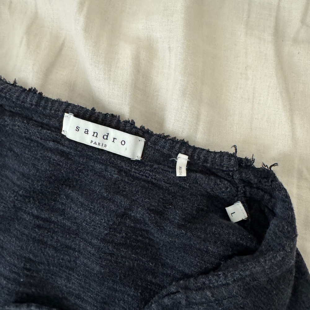 Sandro Navy Knit Sweater Hoodie - Picture 7 of 9